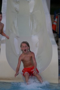 Down the water slide!